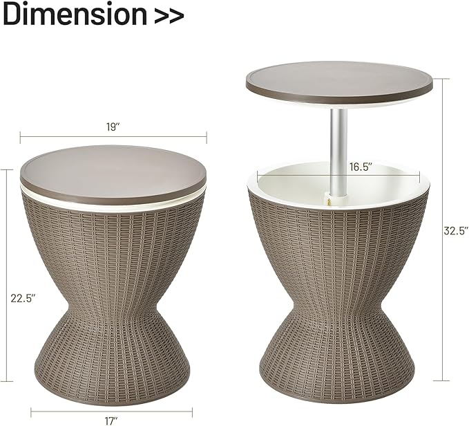 Tangkula Outdoor Cool Bar Table, Rattan Style Patio 8 Gallon Beer and Wine - Image 3