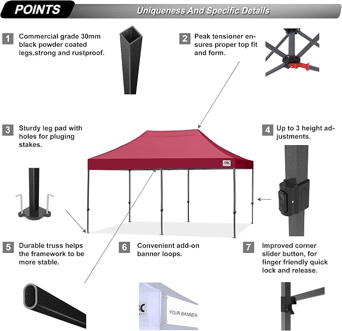 ABCCANOPY Patio Pop Up Canopy Tent 10x20 Commercial-Series - Image 3