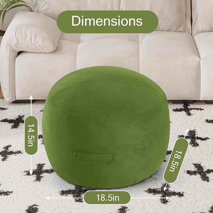 MeMoreCool Round Stuffed Pouf Ottoman Foot Rest, Floor Pouf Foot Stool - Image 3