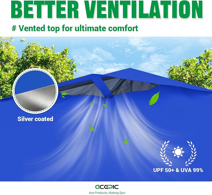 10x10 Pop Up Canopy Tent, 300D Silver-Coating Top, Pop Up Canopy Tent Instant - Image 5