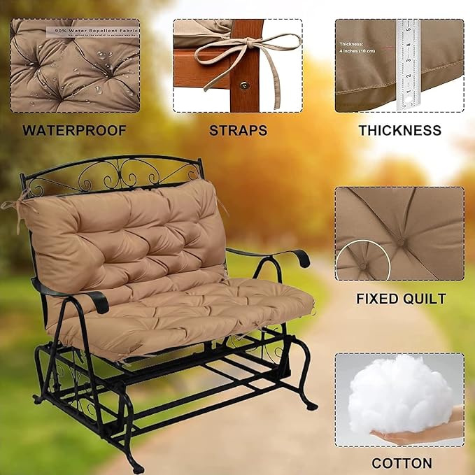 Swing Cushion Replacement Outdoor Porch Waterproof Bench Cushion 2-3 Seater - Image 2