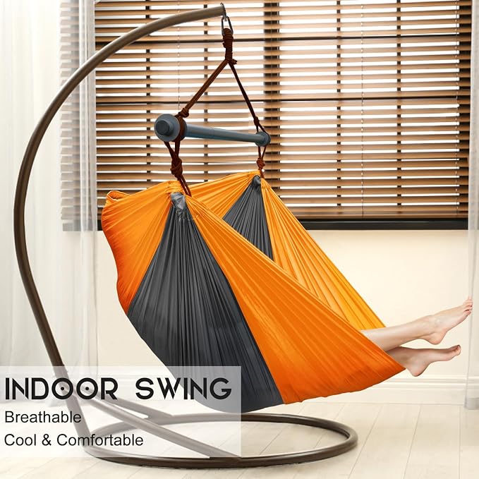 Hammock Chair, Portable Large Hanging Rope Swing, Lightweight Nylon Parachute - Image 2