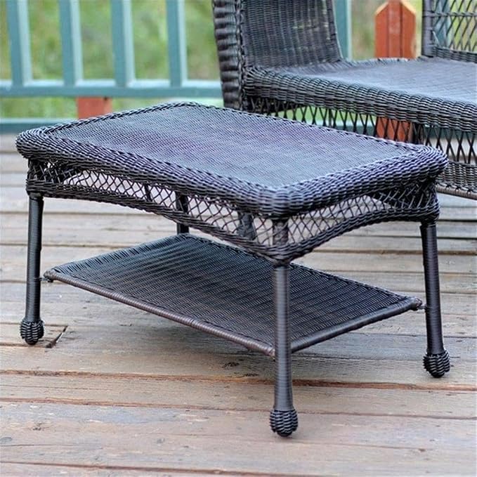 Pemberly Row Outdoor Wicker Patio Coffee Table, Espresso Finish, 28.5 x 17 x 17 by PEMBERLYROW