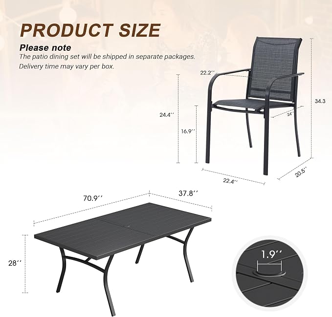 VICLLAX 9 Pieces Patio Outdoor Dining Set - Image 8