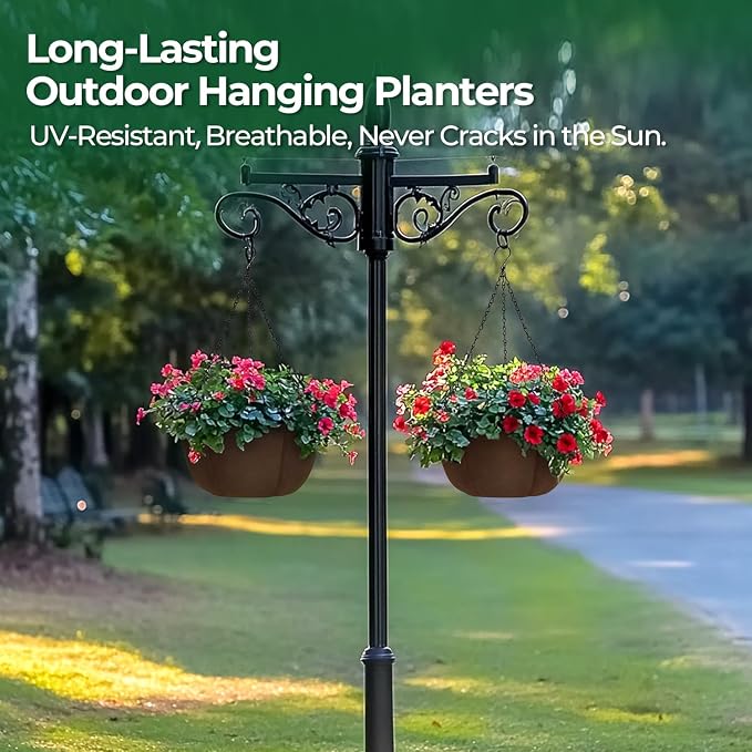 T4U Hanging Planters for Outdoor Plants, 10 Inch 4 Pack Fabric Hanging Baskets - Image 6