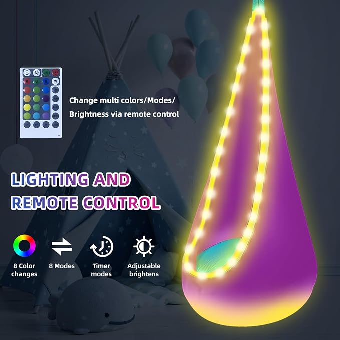 Light Up Swing Chair Hammock Chair Indoor Outdoor - Image 4