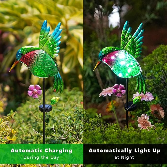dreamysoul Outdoor Solar Hummingbird Garden Lights, Decorative Hummingbird - Image 3