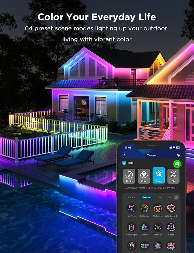 Govee Outdoor LED Strip Lights, 98.4ft Smart Outdoor Lights Work - Image 2