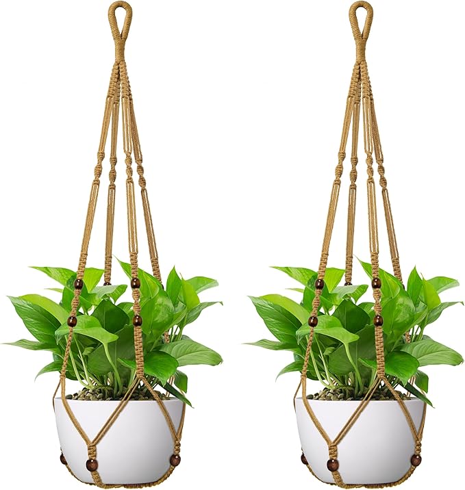 USLAI Macrame Plant Hanger Indoor Outdoor, Fits 4 to 15 Inch Pots, Strong by USLAI