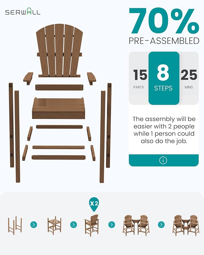 SERWALL Tall Adirondack Chairs Set of 2 - Image 7