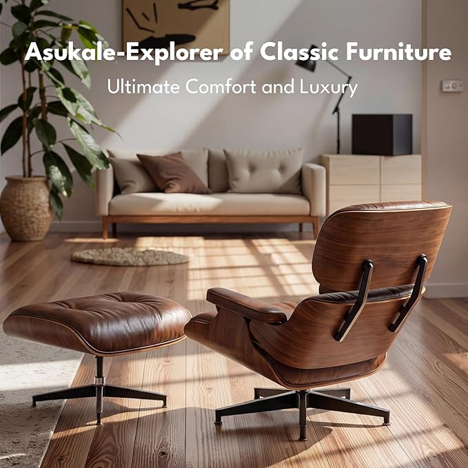 Top Grain Leather, Mid Century Chaise Lounge Chair and Ottoman, Reading Chair - Image 3