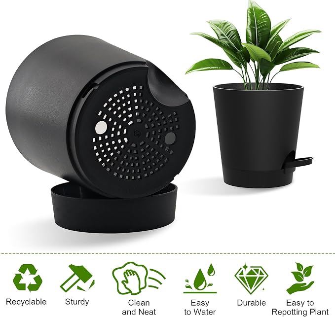 Self Watering Pots, 7/6.5/6/5.5/5/4 inch Flower Pots - Image 3