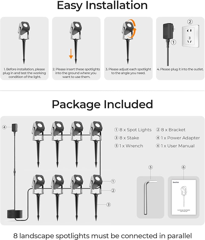 Outdoor Landscape Lighting, 8 Pack Outdoor Spotlights, LED Landscape Lights - Image 8