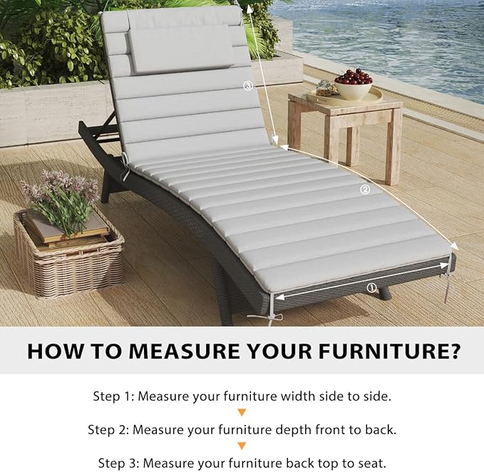 Sundale Outdoor Olefin Quilted Lounge Cushion Set of 4, Patio Foldable Chaise - Image 7