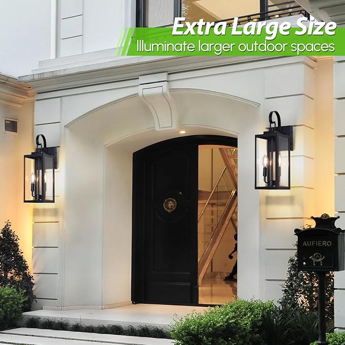 BesLowe 18" Outdoor Wall Light Fixture, 2-Light Large Exterior Lighting Fixture - Image 4