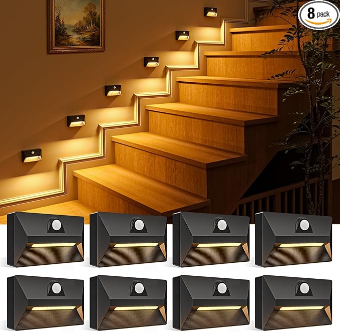 VOLISUN Motion Sensor Stair Light Rechargeable 8 Pack, Night Lights 3 Modes & 3 by VOLISUN