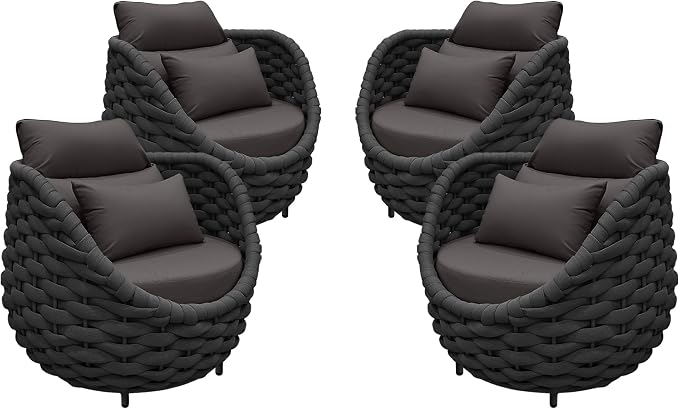 TWT 4 Pieces Patio Sofas All-Weather Teslin Rope Balcony Furniture - Image 6