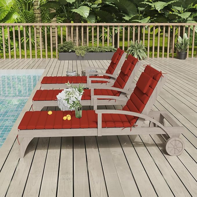 Sundale Outdoor Olefin Quilted Lounge Cushion Set of 4, Patio Foldable Chaise - Image 9