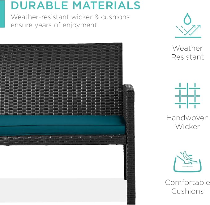 Best Choice Products 4-Piece Outdoor Wicker Patio Conversation Furniture Set - Image 3