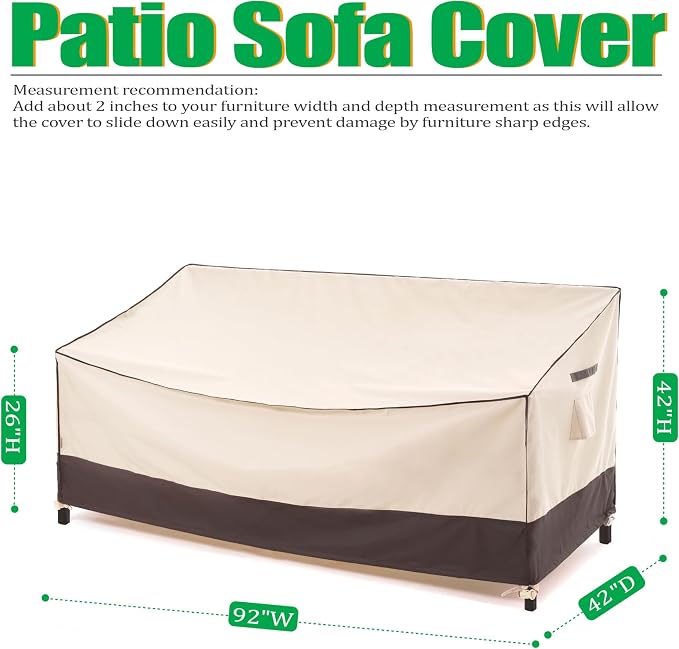 F&J Outdoors Patio Furniture Covers X-Large 3-Seater Waterproof Outdoor Sofa - Image 2