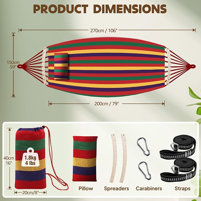 Chihee Cotton Hammock Large Soft Breathable Camping Hammock Holds Up to 660lbs - Image 4