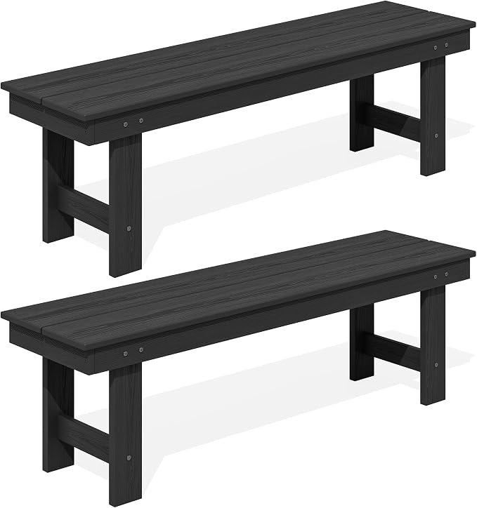 SERWALL 2-Person Outdoor Bench Backless, HDPE Outdoor Benches Weatherproof by SERWALL