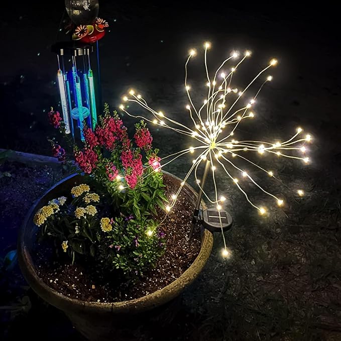 FOOING 4 Pcs Solar Garden Lights Solar Firework Lights, 480 LED Solar Powered - Image 5