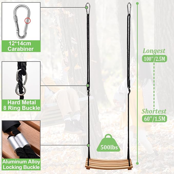 Taeku Adult Tree Swing, Hanging Beech Wood Swings - Image 3