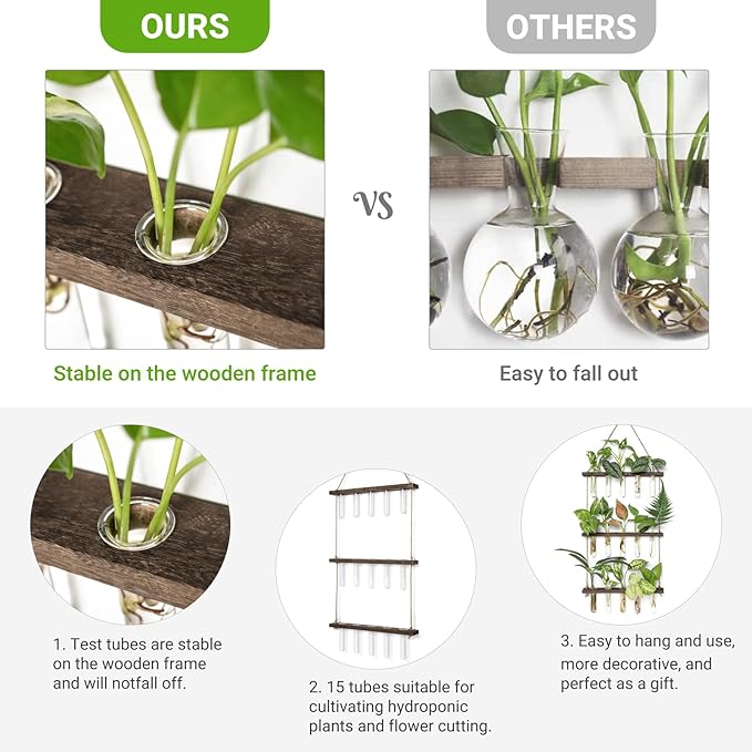 Mkono Plant Propagation Tubes, 3 Tiered Wall Hanging Terrarium - Image 5