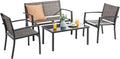 Vongrasig 4-Piece Modern Metal Textilene Patio Furniture Set by Vongrasig