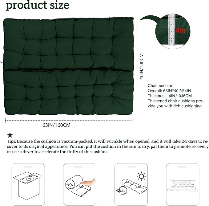 Outside Benches Cushion with Backrest, Thicken Waterproof Swing Cushions 2/3 - Image 5
