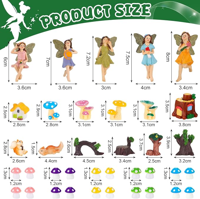 92 PCS Mini Fairy Garden Accessories Kit Cute Tiny Figurines Set DIY Micro - Image 3