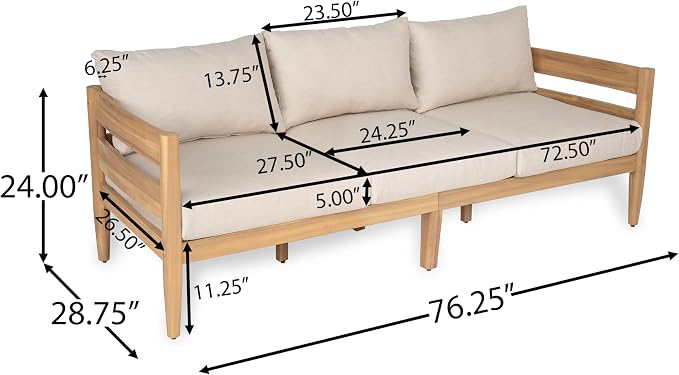 Christopher Knight Home Kavets 76.25'' W Outdoor 3 Seater Sofa - Image 2