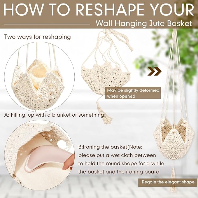 Shappy 2 Pack Jute Crochet Long Plant Hanger - Image 3