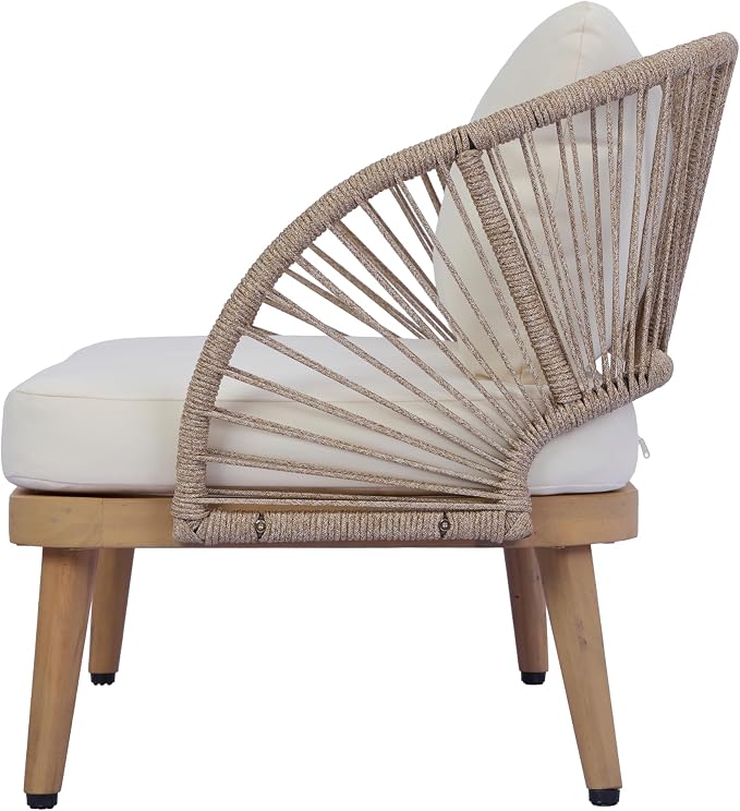 Merax 4-Piece Acacia Wood Patio Conversation Set - Image 7