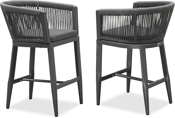 PURPLE LEAF Counter Height Bar Stools Set of 4 Rattan Bar Stools - Image 2