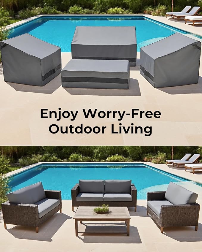 Loriano Patio Furniture Covers 4 Piece Set, Outdoor Waterproof, Heavy Duty 600D - Image 7