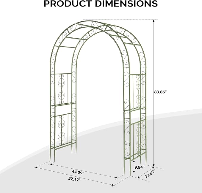 Outvita Garden Arch Arbor, Heavy Duty Metal Arbour Archway, Decorative Frame - Image 3