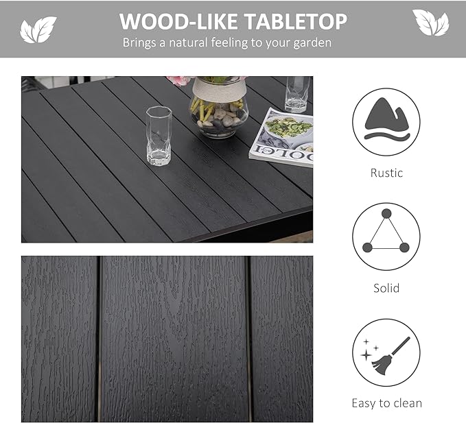 Outsunny Outdoor Dining Table for 6 Person, Rectangular Patio Table, Aluminum - Image 4