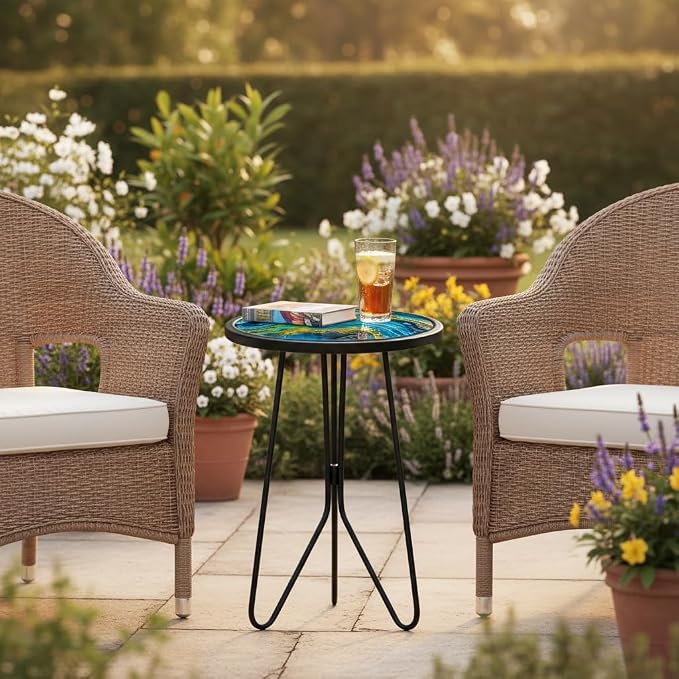 LIFFY Patio Side Tables, Round Decorative Plant Stand & Accent Table - Image 6