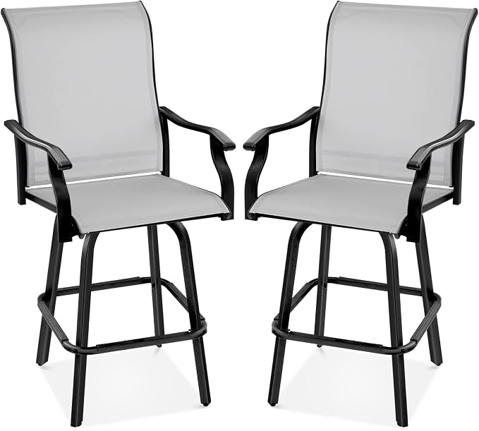 Best Choice Products Set of 2 Swivel Barstools, Bar Height Outdoor Chairs by BestChoiceProducts