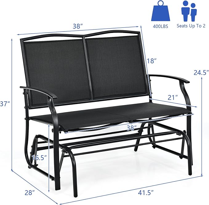 Giantex Patio Glider Benches for Outside, Swing Glider Chair - Image 3