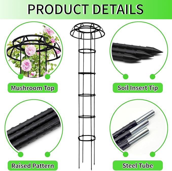 77-Inch Garden Trellis for Climbing Plants, Heavy-Duty Metal Obelisk - Image 6