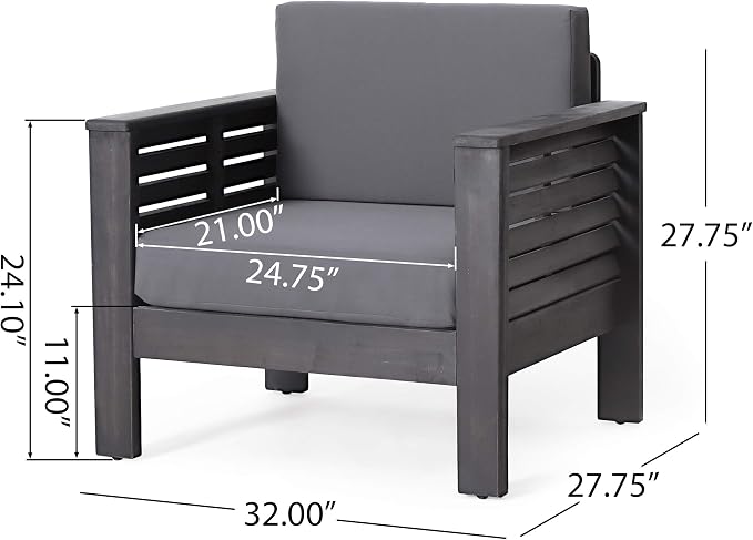 Christopher Knight Home Louver Club Chairs, Dark Gray - Image 3