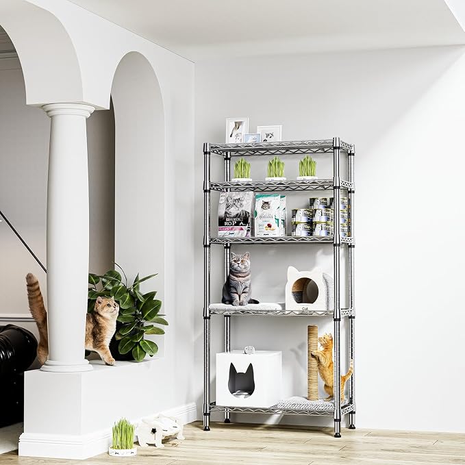 1250 lbs 5 Tier Shelf Metal Storage Shelves Wire Rack Closet Organizers - Image 2