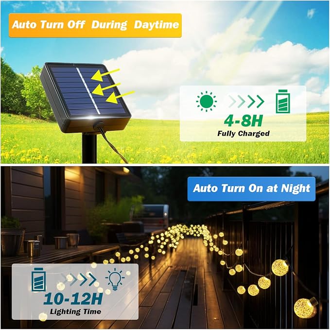 Solar Lights Outdoor Waterproof, 2 Pack Total 120LED 72FT Solar String Lights - Image 2