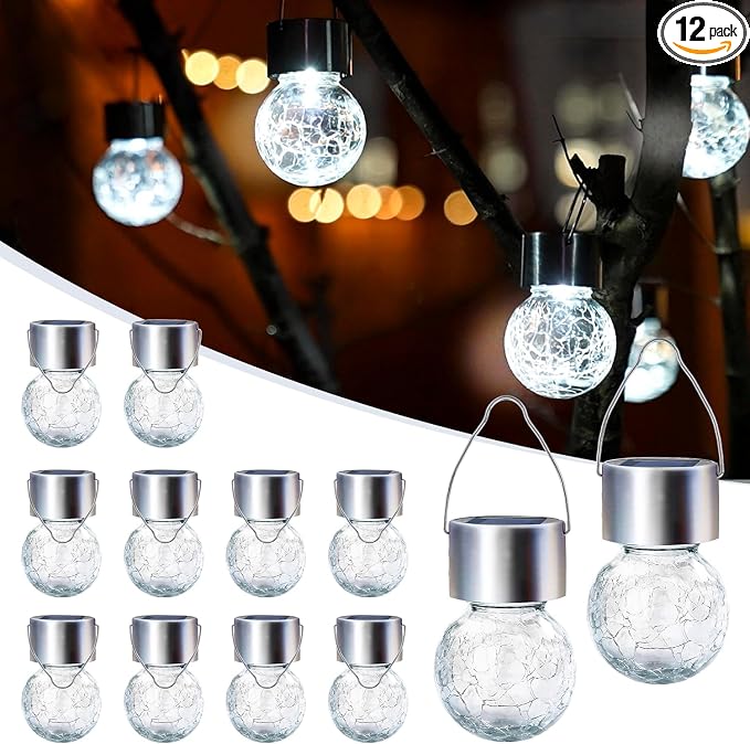 GIGALUMI Solar Lights Outdoor Waterproof, 12 Pack Solar Hanging Lights Garden by GIGALUMI