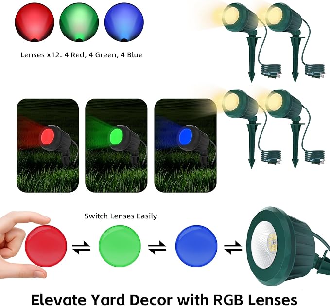 Spotlight Outdoor – 120V Plug-in, 2700K Warm White LED Landscape Spot Lights - Image 2
