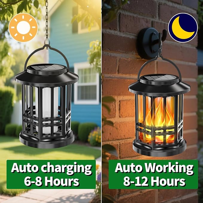 Solar Lanterns Outdoor Waterproof, Flickering Flame Landscape Lanterns - Image 4