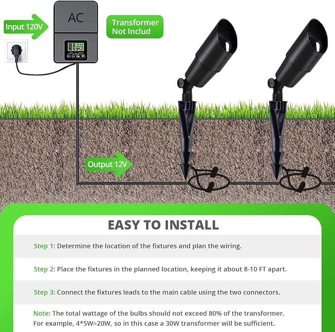Wowlite 12V Low Voltage Landscape Lighting, Adjustable LED Outdoor Spotlights - Image 7
